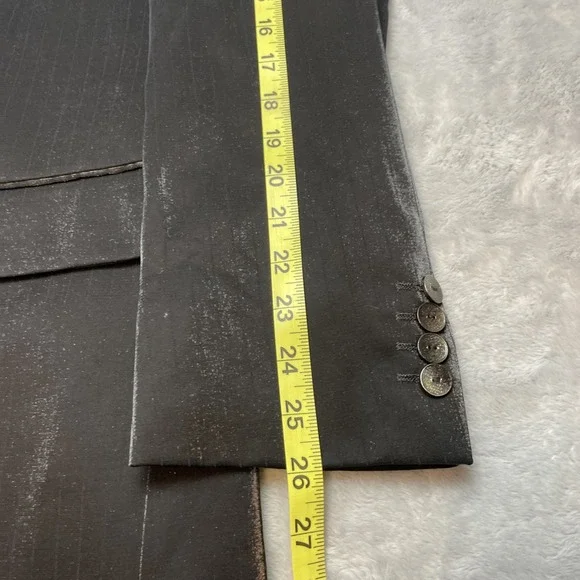 IL Canto Formal Blazer Jacket Mens 36 Black Pinkstripe Shimmery Peak Collar Club - Picture 14 of 14